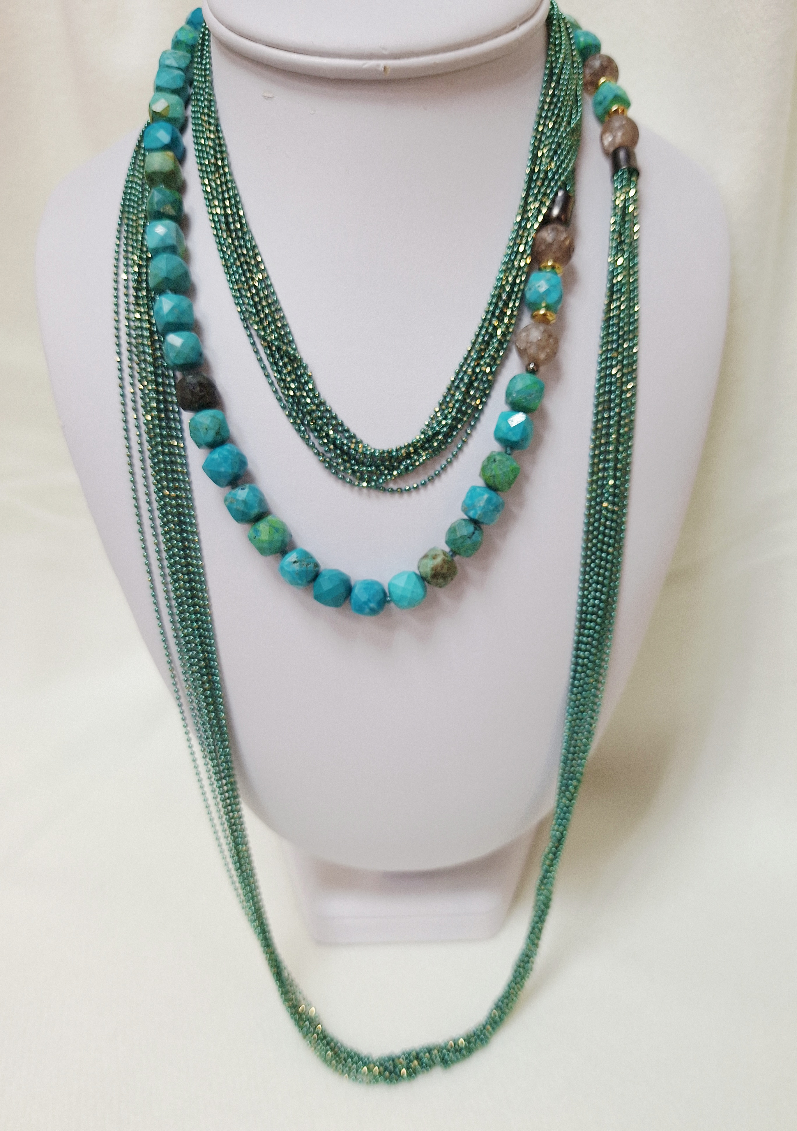 Колье-трансформер бирюза